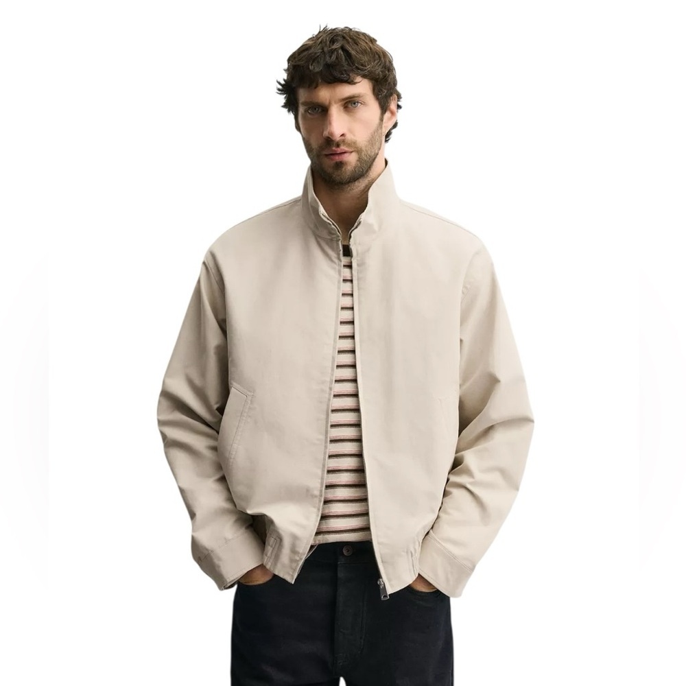 Zara - NWT Men’s Stone Zip Front Jacket Neutral Lightweight Sz M